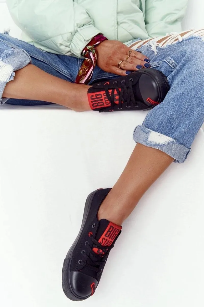 Damskie Trampki BIG STAR HH274678 Czarne Damskie Trampki Damskie Big Star|Trampki Damskie Niskie