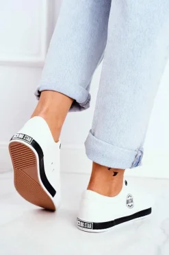 Outlet Big Star Shoes Damskie Trampki Big Star Białe FF274228