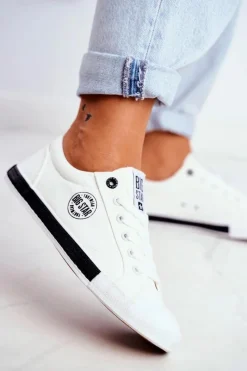 Outlet Big Star Shoes Damskie Trampki Big Star Białe FF274228