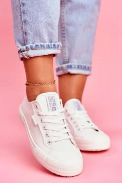 Discount Big Star Shoes Damskie Trampki Big Star Białe FF274A081