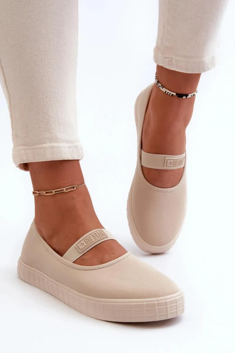 Sale Damskie Trampki Big Star NN274602 Beżowe Damskie Trampki Damskie Slip-On|Trampki Damskie Big Star