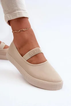 Sale Damskie Trampki Big Star NN274602 Beżowe Damskie Trampki Damskie Slip-On|Trampki Damskie Big Star