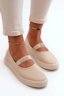 Sale Damskie Trampki Big Star NN274602 Beżowe Damskie Trampki Damskie Slip-On|Trampki Damskie Big Star