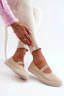 Sale Damskie Trampki Big Star NN274602 Beżowe Damskie Trampki Damskie Slip-On|Trampki Damskie Big Star