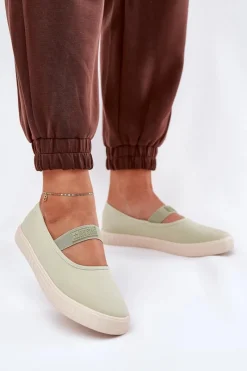 Hot Big Star Shoes Damskie Trampki Big Star NN274604 Jasnozielone Zielony