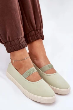 Hot Big Star Shoes Damskie Trampki Big Star NN274604 Jasnozielone Zielony