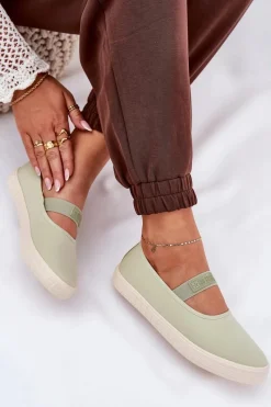 Hot Big Star Shoes Damskie Trampki Big Star NN274604 Jasnozielone Zielony