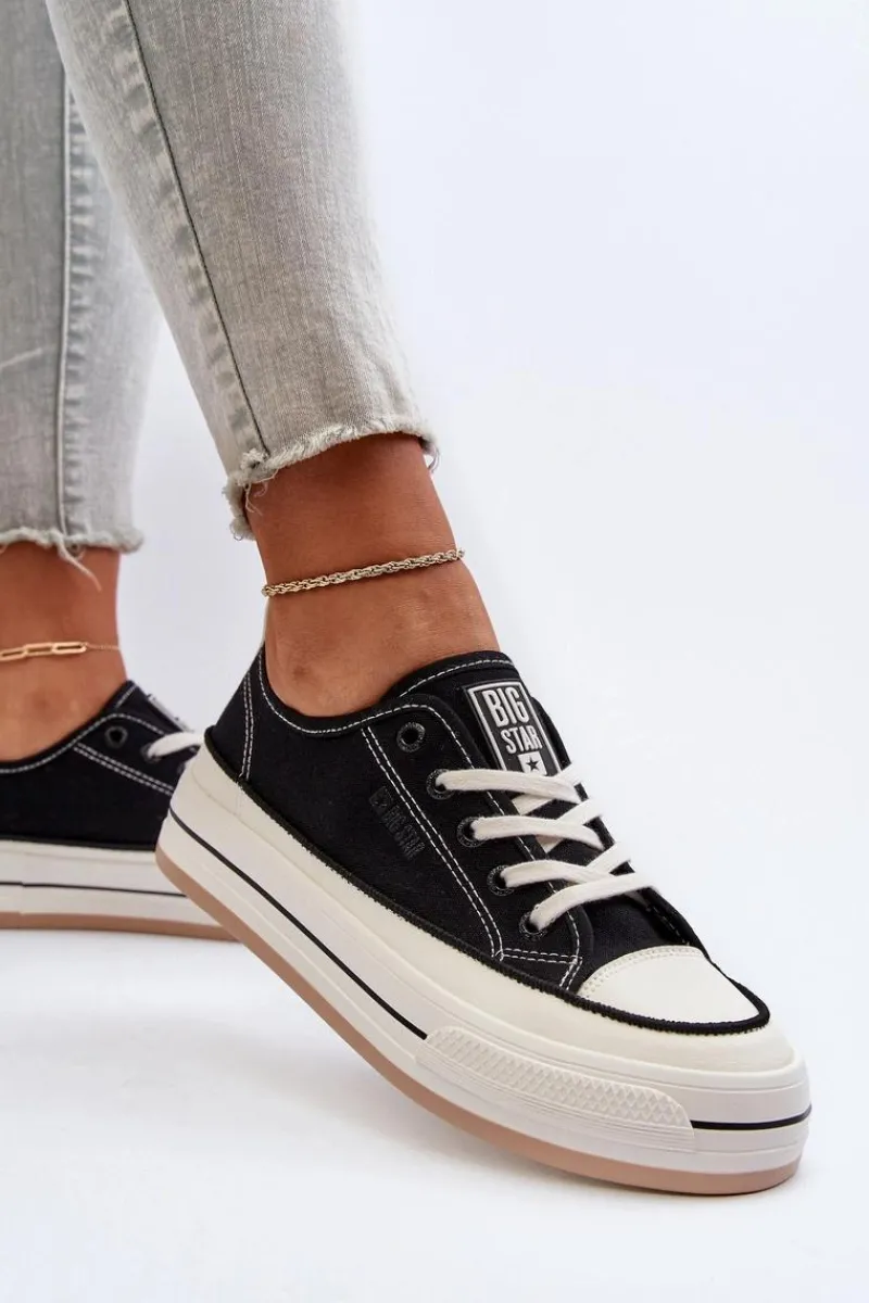 Discount Big Star Shoes Damskie Trampki Big Star NN274204 Czarne Czarny