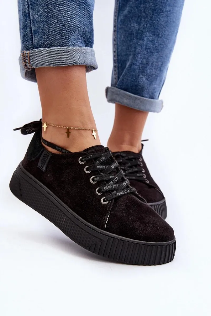 Trampki Damskie Big Star|Trampki Damskie Niskie>Big Star Shoes Damskie Trampki Big Star NN276005 Memory Foam System Czarne