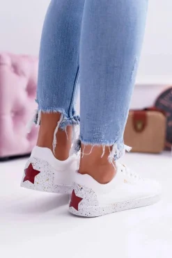 Best Big Star Shoes Damskie Trampki Big Star Czerwona Gwiazda Białe AA274A007