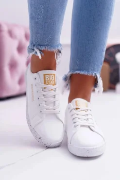 Best Big Star Shoes Damskie Trampki Big Star Czerwona Gwiazda Białe AA274A007