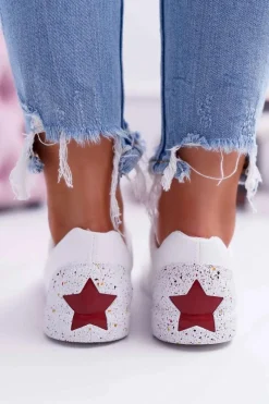 Best Big Star Shoes Damskie Trampki Big Star Czerwona Gwiazda Białe AA274A007