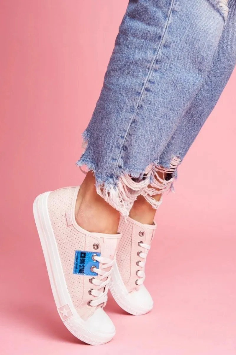 Trampki Damskie Big Star|Trampki Damskie Niskie>Big Star Shoes Damskie Trampki Big Star Ażurowe Różowe FF274033