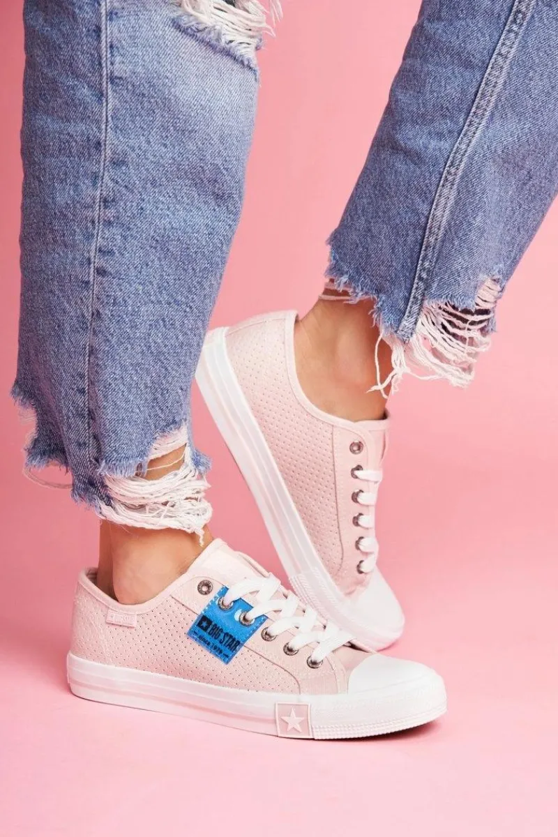 Trampki Damskie Big Star|Trampki Damskie Niskie>Big Star Shoes Damskie Trampki Big Star Ażurowe Różowe FF274033