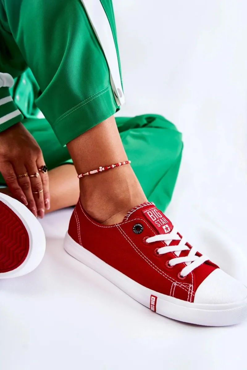 Trampki Damskie Big Star|Trampki Damskie Niskie>Big Star Shoes Damskie Trampki Big Star FF274089 Czerwone