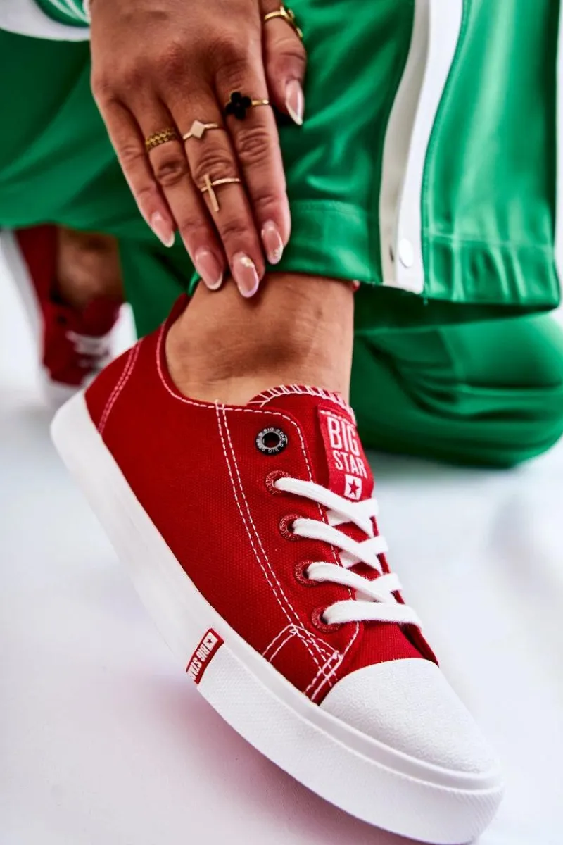 Trampki Damskie Big Star|Trampki Damskie Niskie>Big Star Shoes Damskie Trampki Big Star FF274089 Czerwone