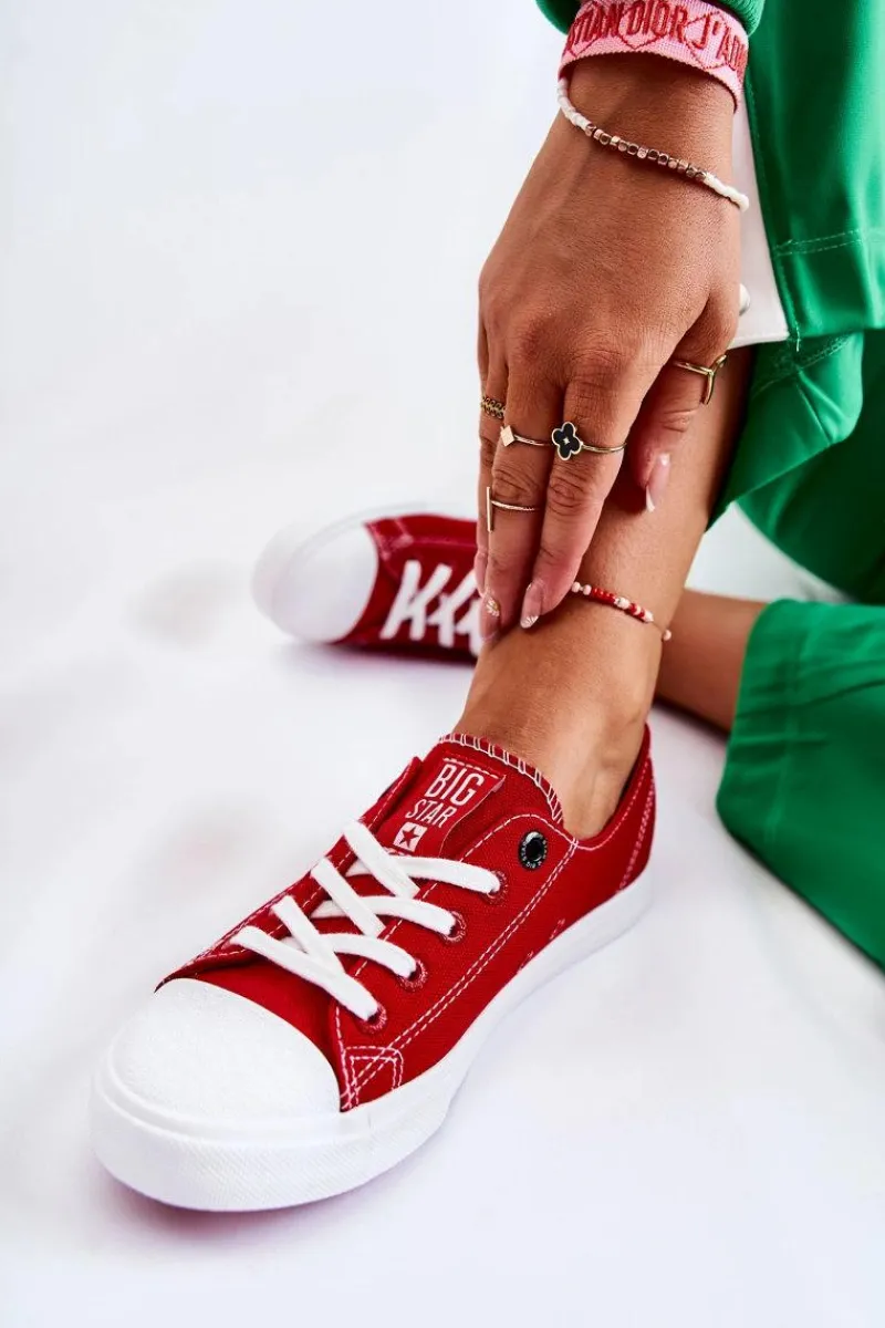 Trampki Damskie Big Star|Trampki Damskie Niskie>Big Star Shoes Damskie Trampki Big Star FF274089 Czerwone