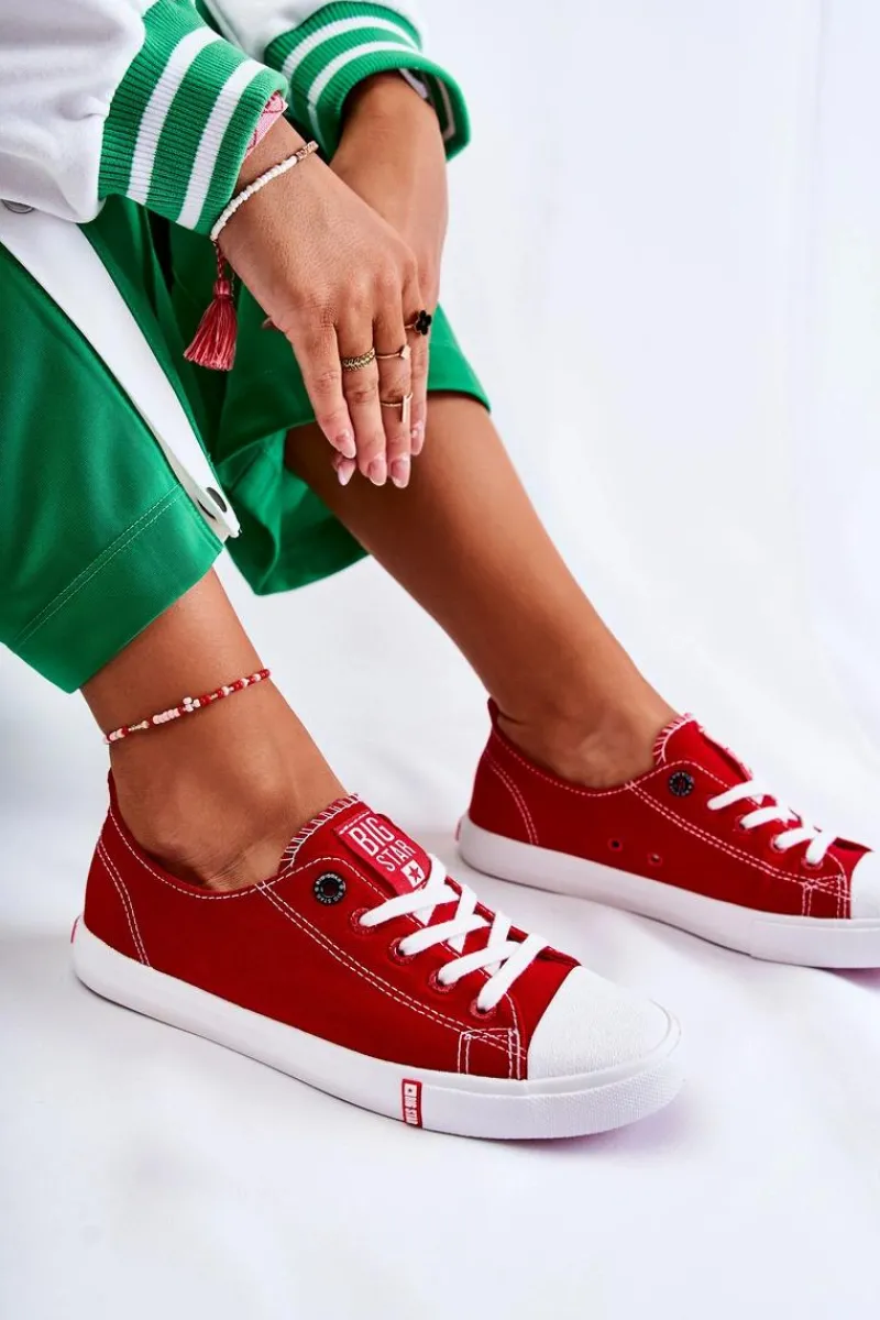 Trampki Damskie Big Star|Trampki Damskie Niskie>Big Star Shoes Damskie Trampki Big Star FF274089 Czerwone