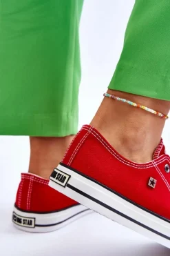 Sale Big Star Shoes Damskie Trampki Big Star T274020 Czerwone