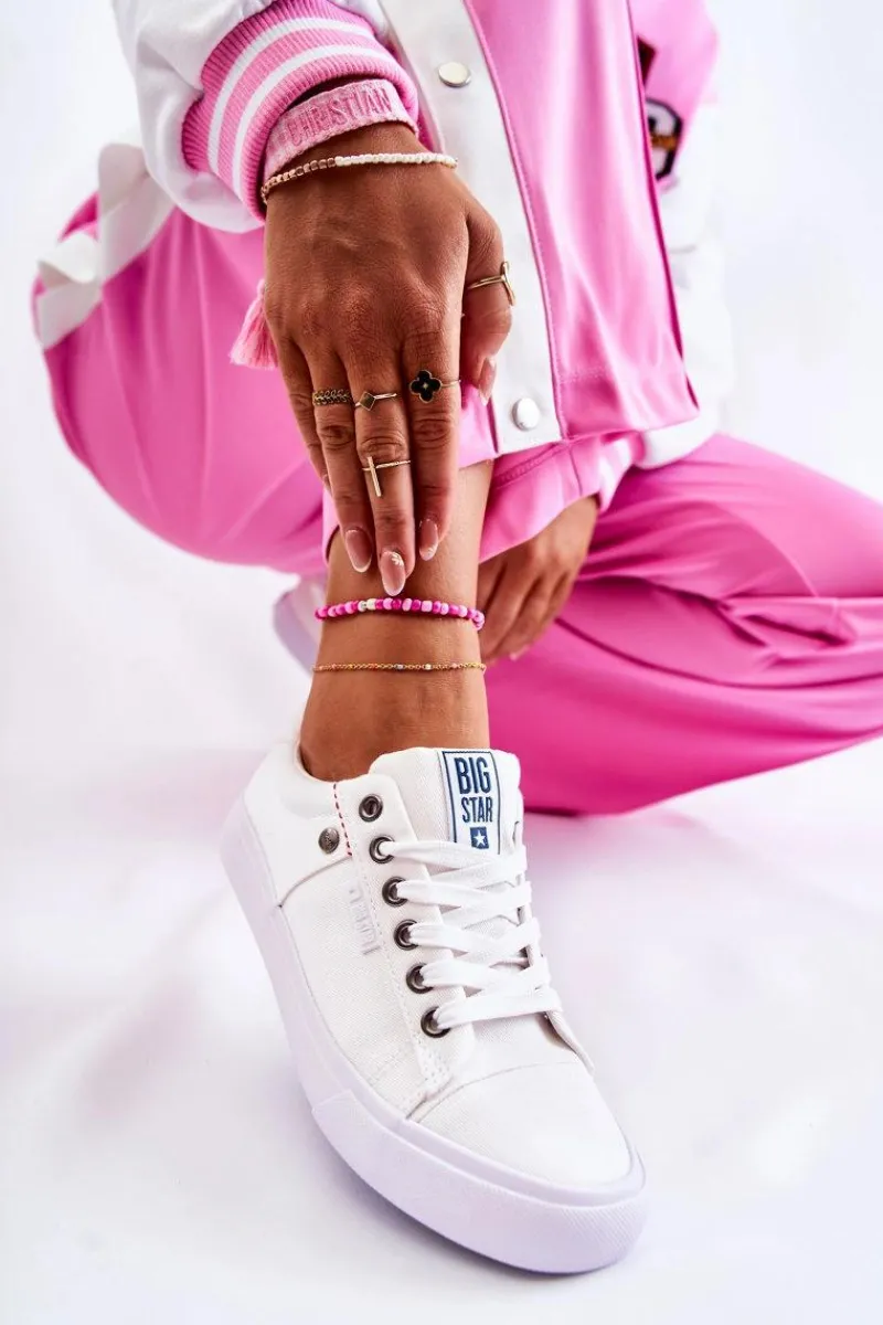 Clearance Big Star Shoes Damskie Trampki Big Star Białe AA274511