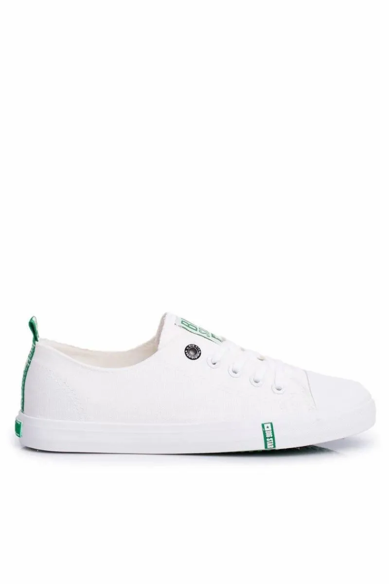 Discount Big Star Shoes Damskie Trampki Big Star FF274088 Biało-Zielone