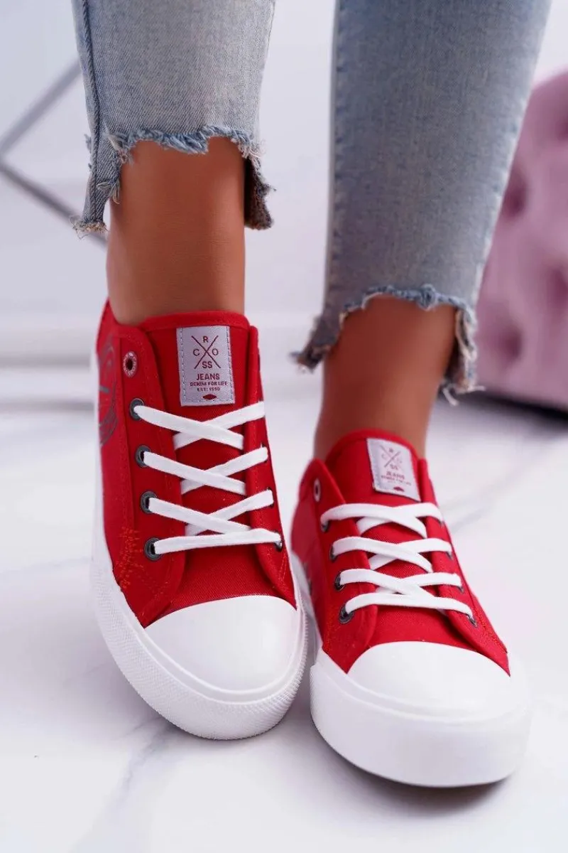 Trampki Damskie Cross Jeans|Trampki Damskie Niskie>Cross Jeans Damskie Trampki Czerwone DD2R4072