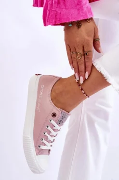 Clearance Damskie Trampki LL2R4068 Nude Damskie Trampki Damskie Cross Jeans|Trampki Damskie Niskie