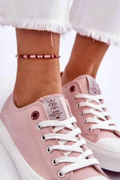 Clearance Damskie Trampki LL2R4068 Nude Damskie Trampki Damskie Cross Jeans|Trampki Damskie Niskie