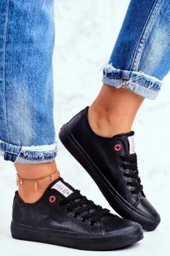 Outlet Damskie Trampki Czarne DD2R4029 Damskie Trampki Damskie Cross Jeans|Trampki Damskie Niskie