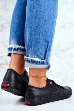 Outlet Damskie Trampki Czarne DD2R4029 Damskie Trampki Damskie Cross Jeans|Trampki Damskie Niskie