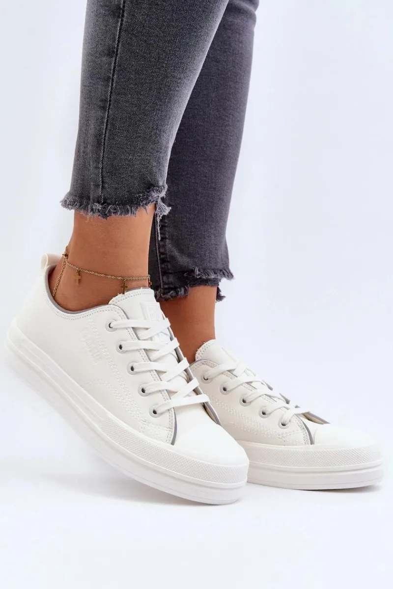 Trampki Damskie Big Star|Trampki Damskie Niskie>Big Star Shoes Damskie Trampki Eko Skórzane Big Star NN274847 Białe Biały