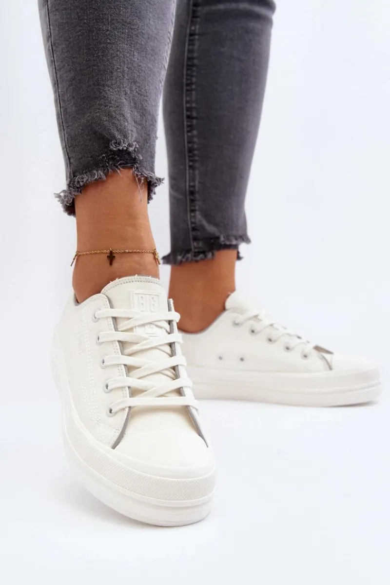 Trampki Damskie Big Star|Trampki Damskie Niskie>Big Star Shoes Damskie Trampki Eko Skórzane Big Star NN274847 Białe Biały