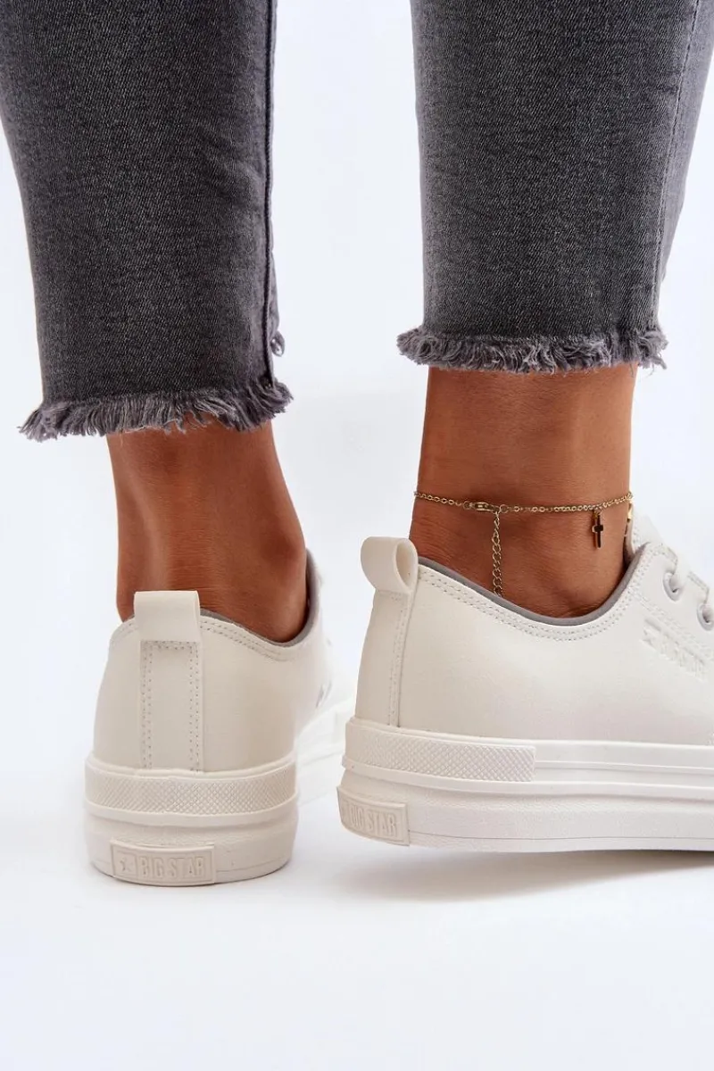 Trampki Damskie Big Star|Trampki Damskie Niskie>Big Star Shoes Damskie Trampki Eko Skórzane Big Star NN274847 Białe Biały