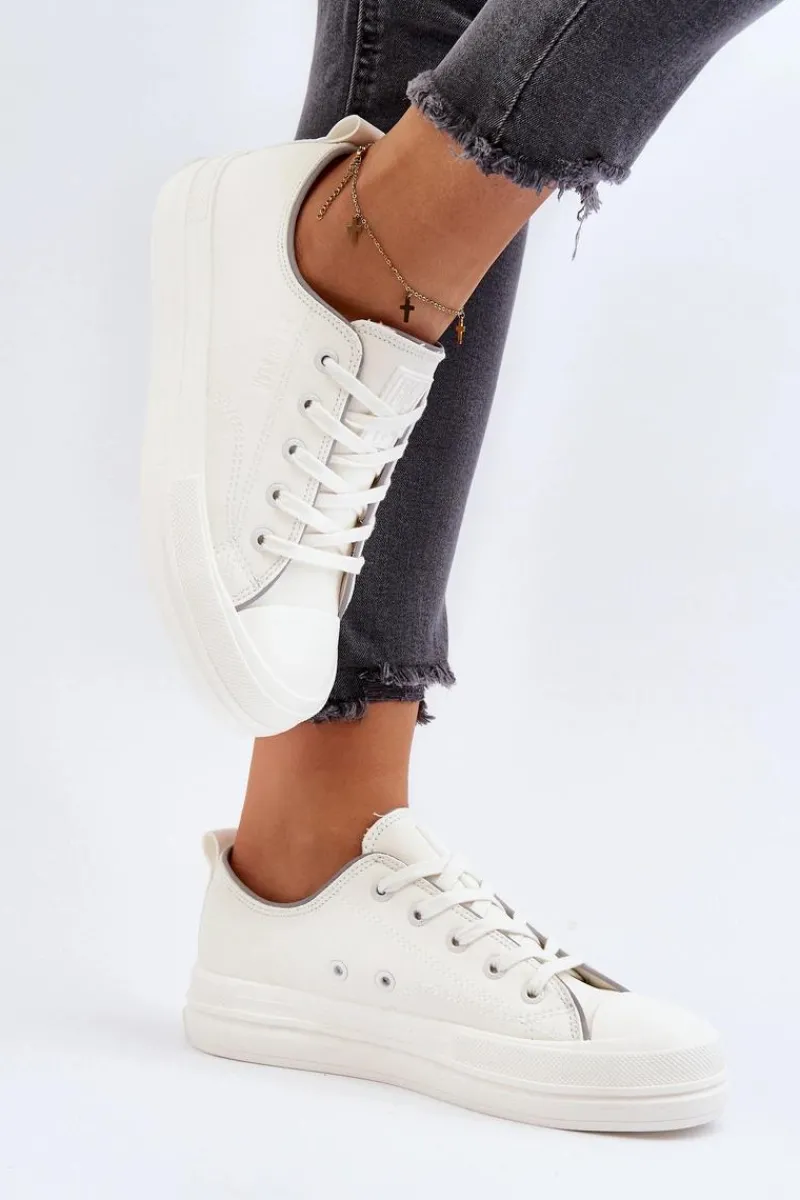 Trampki Damskie Big Star|Trampki Damskie Niskie>Big Star Shoes Damskie Trampki Eko Skórzane Big Star NN274847 Białe Biały