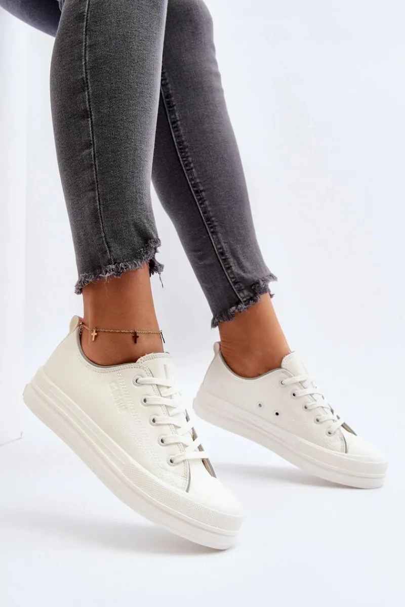 Trampki Damskie Big Star|Trampki Damskie Niskie>Big Star Shoes Damskie Trampki Eko Skórzane Big Star NN274847 Białe Biały