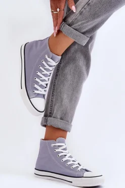 Trampki Damskie Wysokie>Boto Damskie Trampki Klasyczne Wysokie Szare Remos Szary