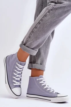 Trampki Damskie Wysokie></noscript>Boto Damskie Trampki Klasyczne Wysokie Szare Remos Szary