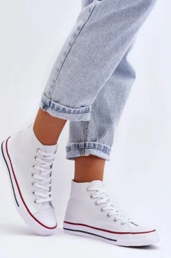 Boto Damskie Trampki Klasyczne Wysokie Białe Remos Biały