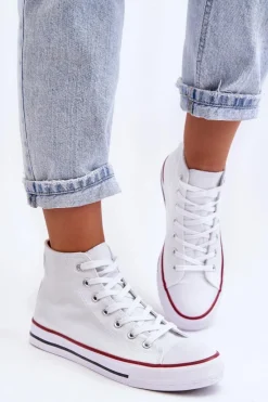 Boto Damskie Trampki Klasyczne Wysokie Białe Remos Biały