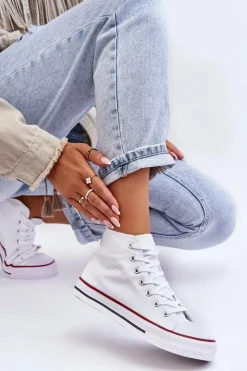 Boto Damskie Trampki Klasyczne Wysokie Białe Remos Biały