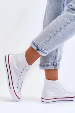 Boto Damskie Trampki Klasyczne Wysokie Białe Remos Biały