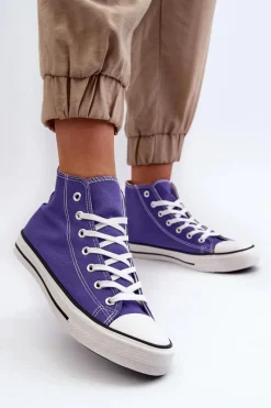 Hot Boto Damskie Trampki Klasyczne Wysokie Fioletowe Remos