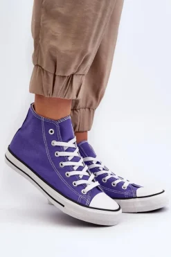 Hot Boto Damskie Trampki Klasyczne Wysokie Fioletowe Remos