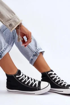 Discount Damskie Trampki Klasyczne Wysokie Czarno-Białe Remos Damskie Trampki Damskie Wysokie