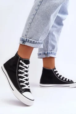 Discount Damskie Trampki Klasyczne Wysokie Czarno-Białe Remos Damskie Trampki Damskie Wysokie