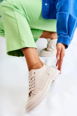 New Damskie Trampki Materiałowe Jasnobeżowe Parossa Damskie Trampki Damskie Niskie