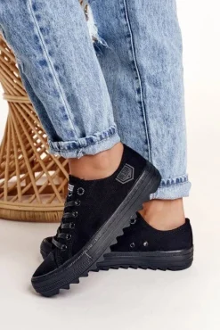 Discount Big Star Shoes Damskie Trampki Na Dużej Podeszwie BIG STAR FF274248 Czarne