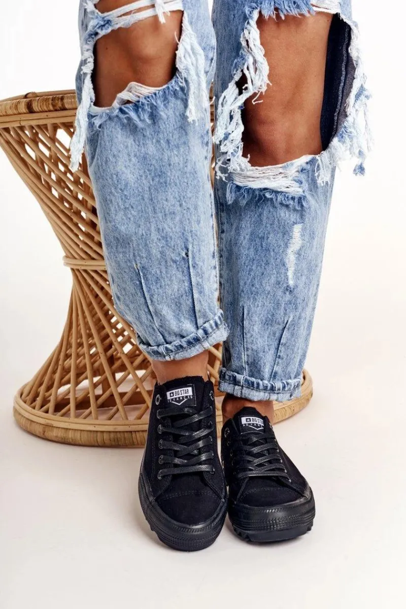 Discount Big Star Shoes Damskie Trampki Na Dużej Podeszwie BIG STAR FF274248 Czarne