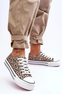 Trampki Damskie Niskie></noscript>Boto Damskie Trampki Na Masywnej Platformie Beżowo-Czarne Ember