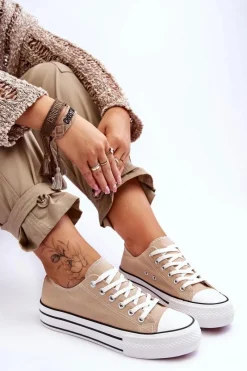 Trampki Damskie Niskie></noscript>Boto Damskie Trampki Na Masywnej Platformie Beżowe Ember